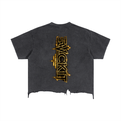 VIBE MAXXING = Vintage Wash Boxy Distressed Hem T-Shirt