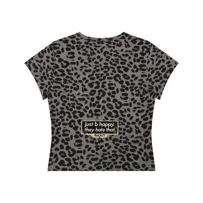 WE!RD B!TCH SH!T = Women’s Leopard Print Crop T-Shirt