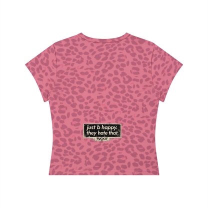 WE!RD B!TCH SH!T = Women’s Leopard Print Crop T-Shirt