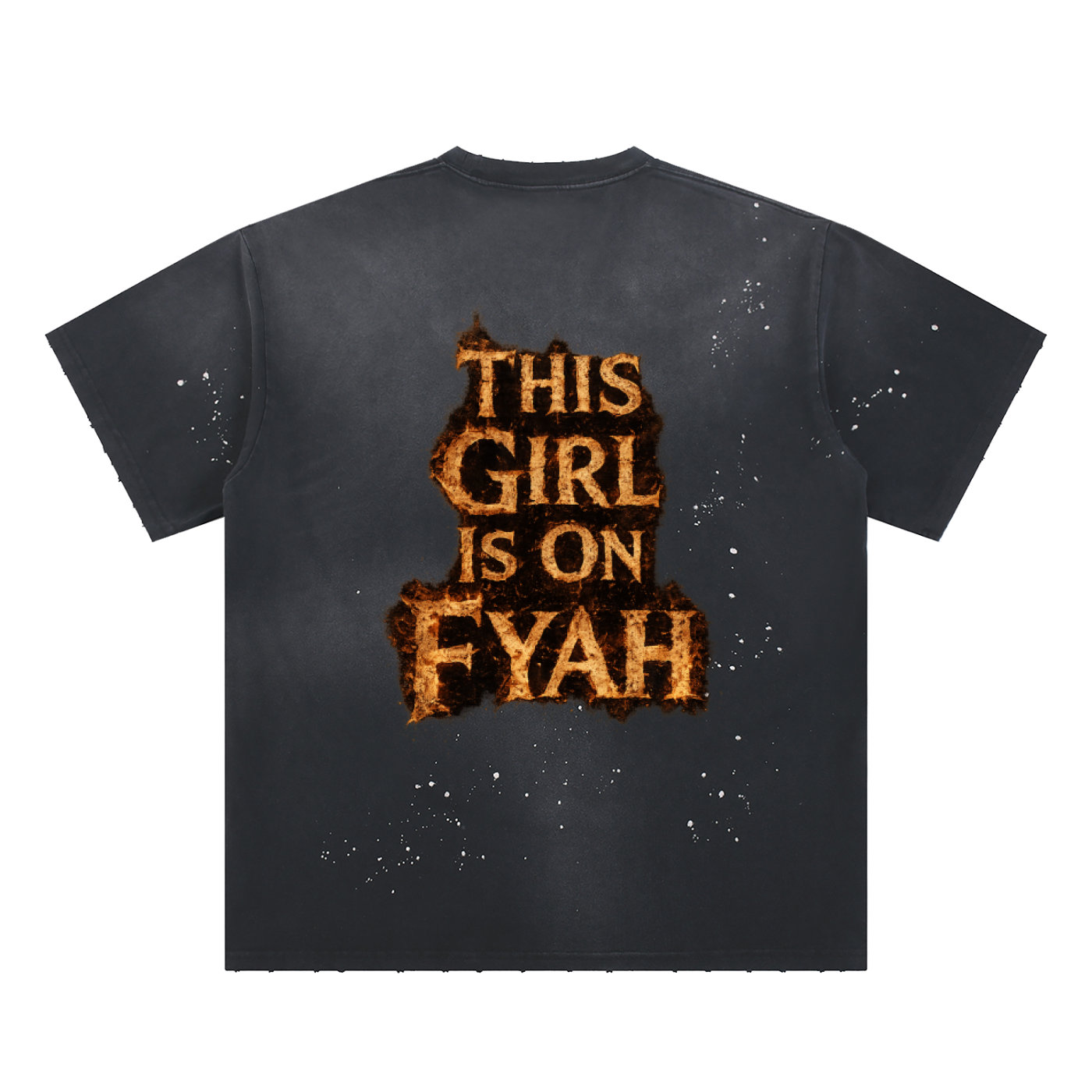 GIRL ON FYAH = Hand-Frayed Sunfade Paint Splatter T-Shirt