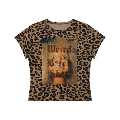 WE!RD B!TCH SH!T = Women’s Leopard Print Crop T-Shirt