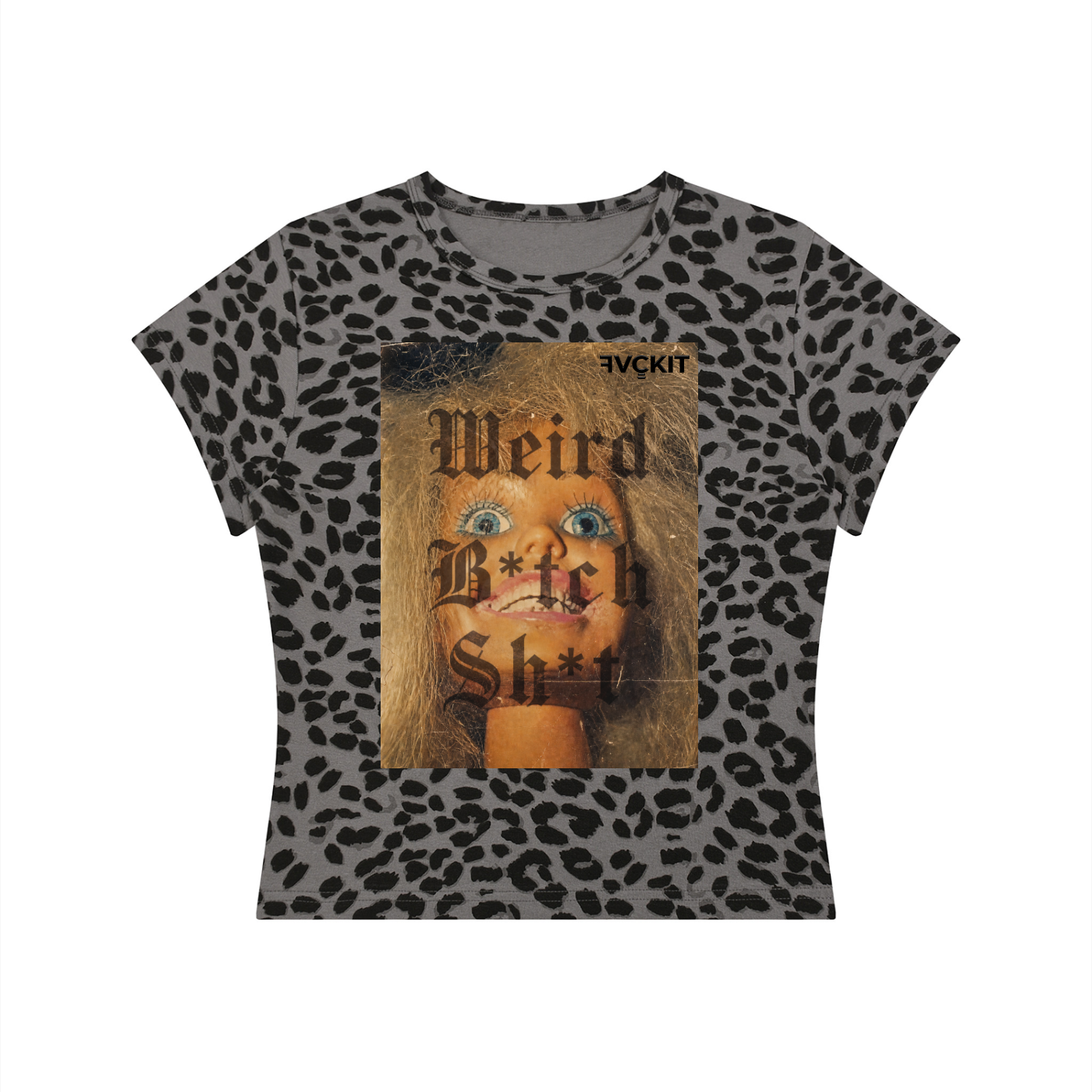 WE!RD B!TCH SH!T = Women’s Leopard Print Crop T-Shirt