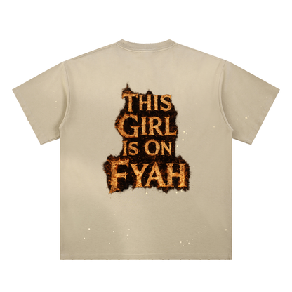 GIRL ON FYAH = Hand-Frayed Sunfade Paint Splatter T-Shirt