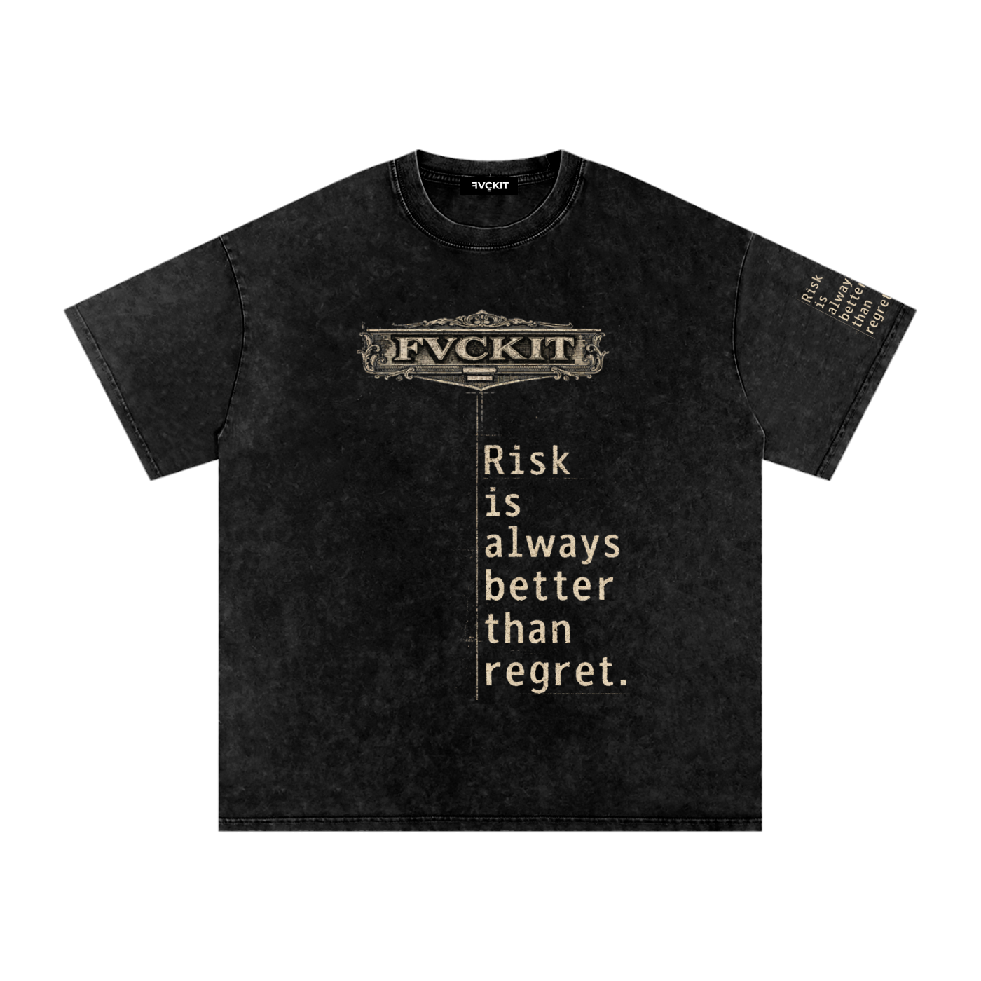NO REGRETS = Snow Washed Oversized Cotton T-Shirt