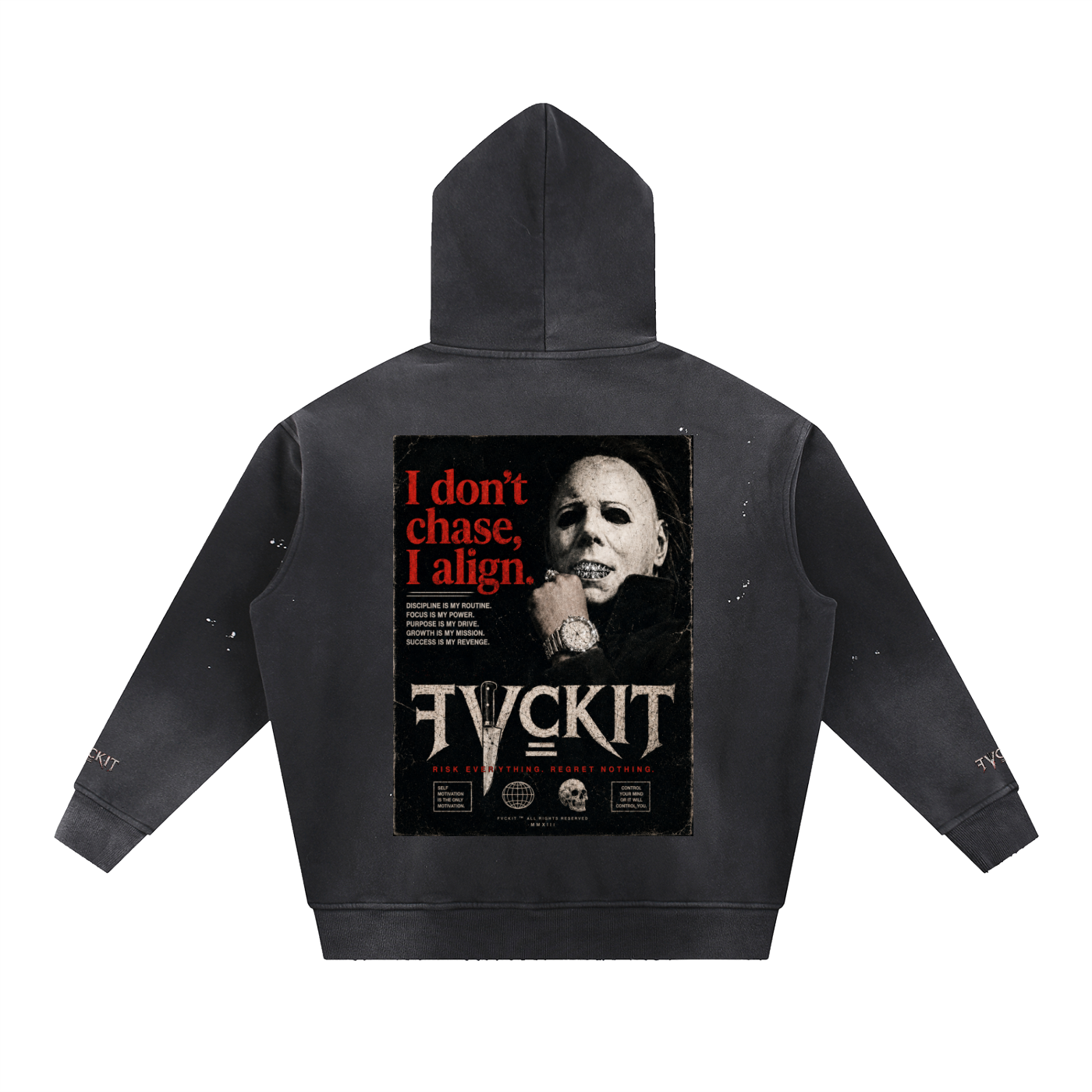 KILLER DRIVE = Vintage Washed Frayed Fleece Hoodie