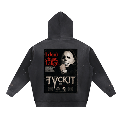 KILLER DRIVE = Vintage Washed Frayed Fleece Hoodie