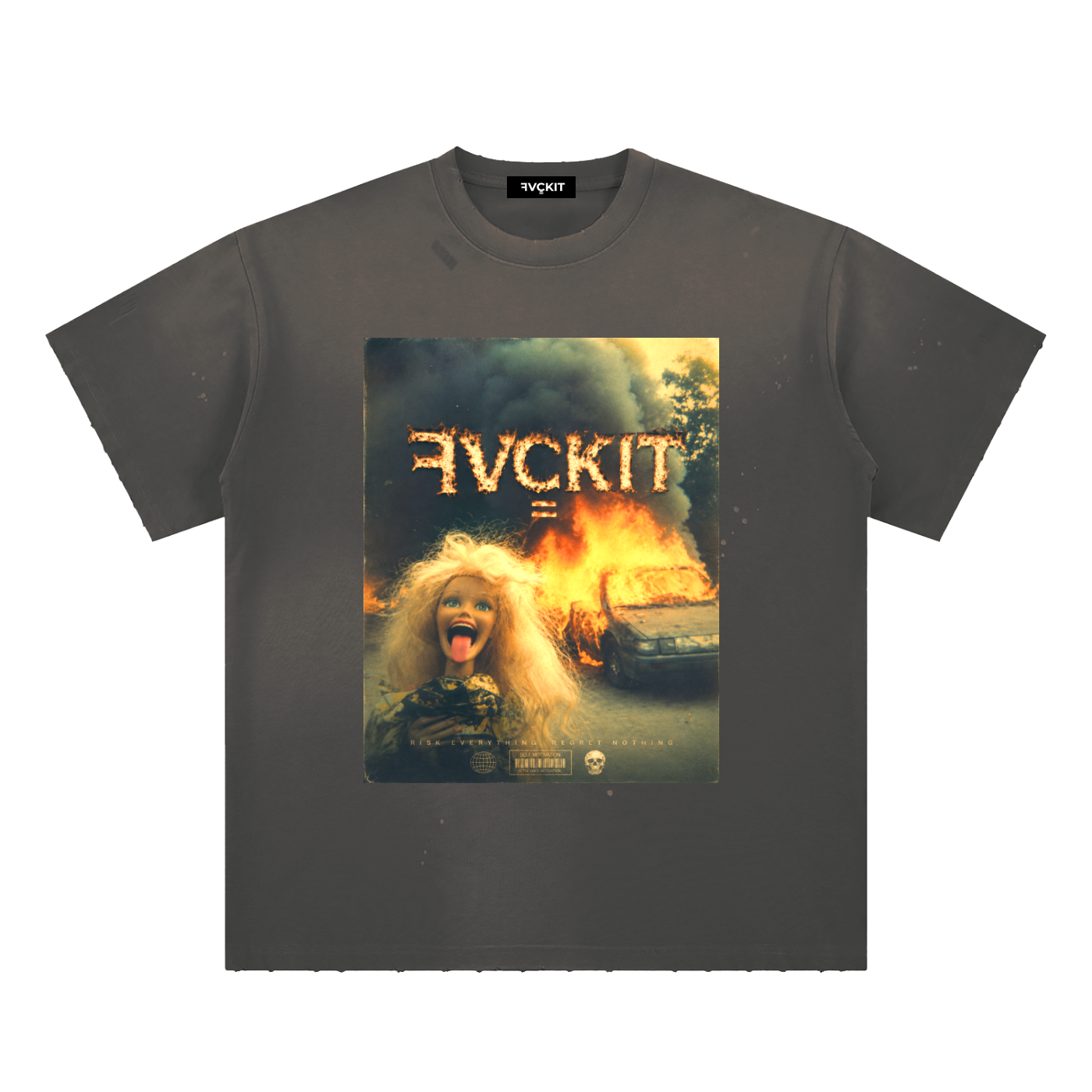 GIRL ON FYAH = Hand-Frayed Sunfade Paint Splatter T-Shirt