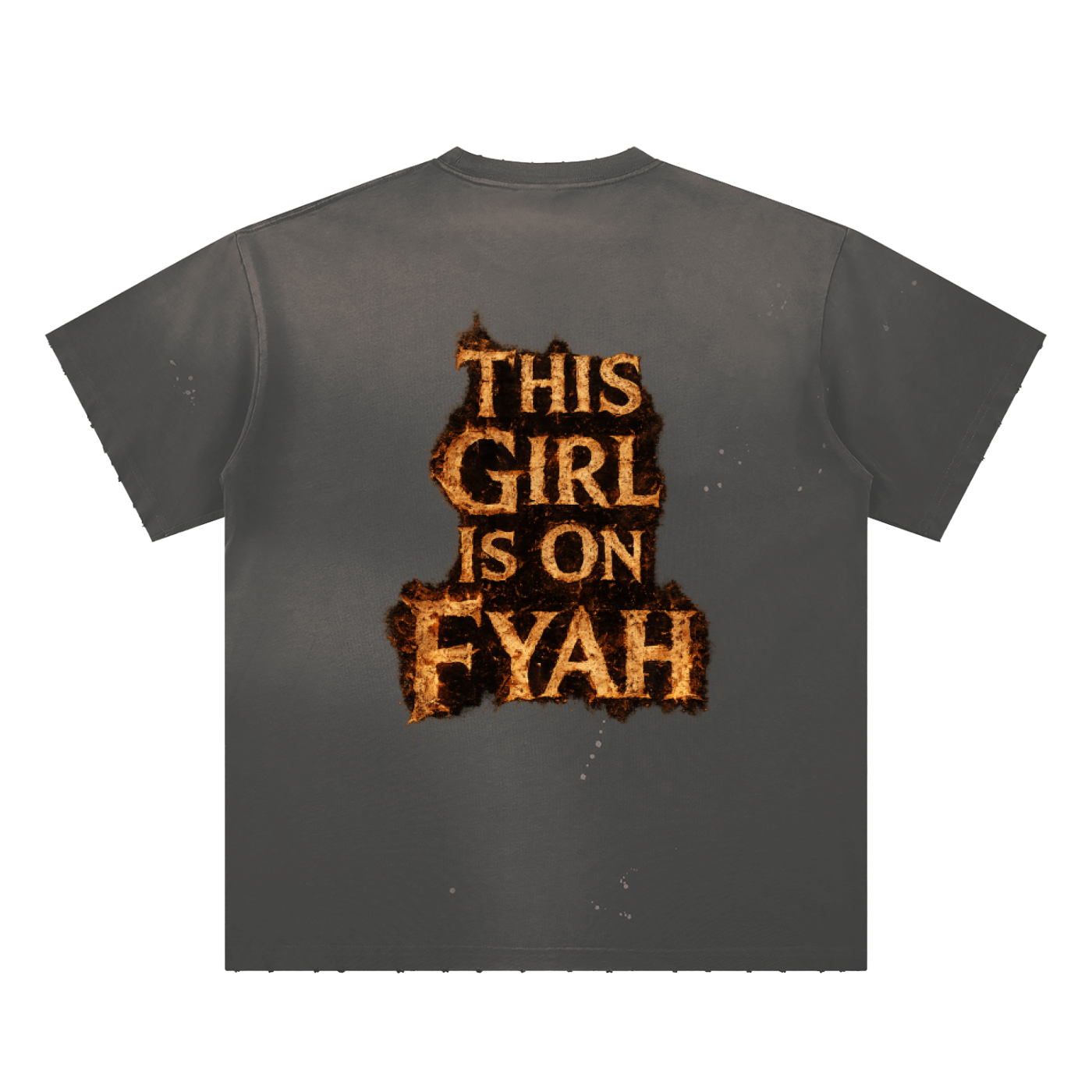 GIRL ON FYAH = Hand-Frayed Sunfade Paint Splatter T-Shirt